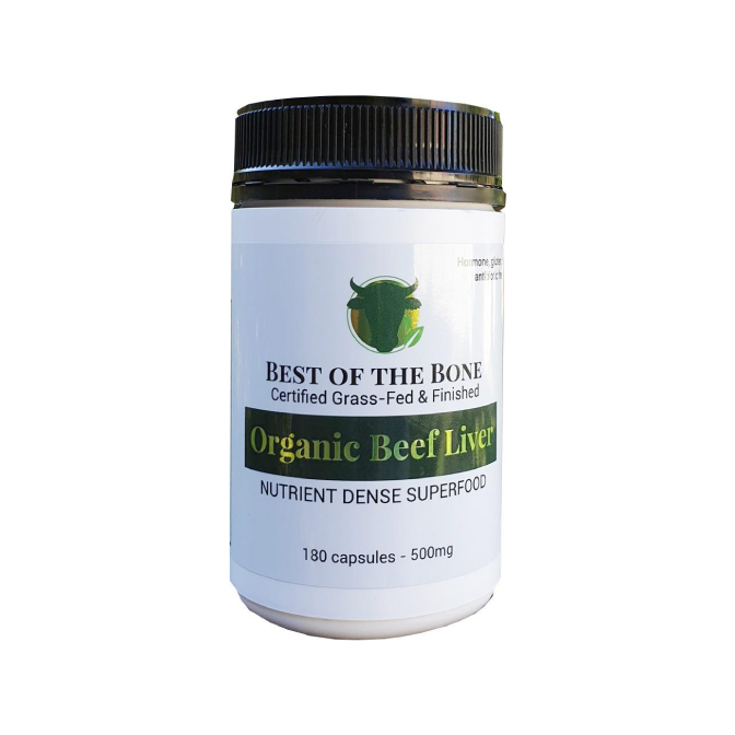 Organic Organic Beef Liver 500mg – 180 capsules by Best of the Bone