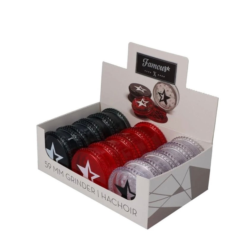 Vape Joint Famous X 59mm Acrylic Grinders – Tray of 12