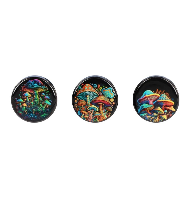 63mm Chrome w/ Glowing Mushroom Grinder