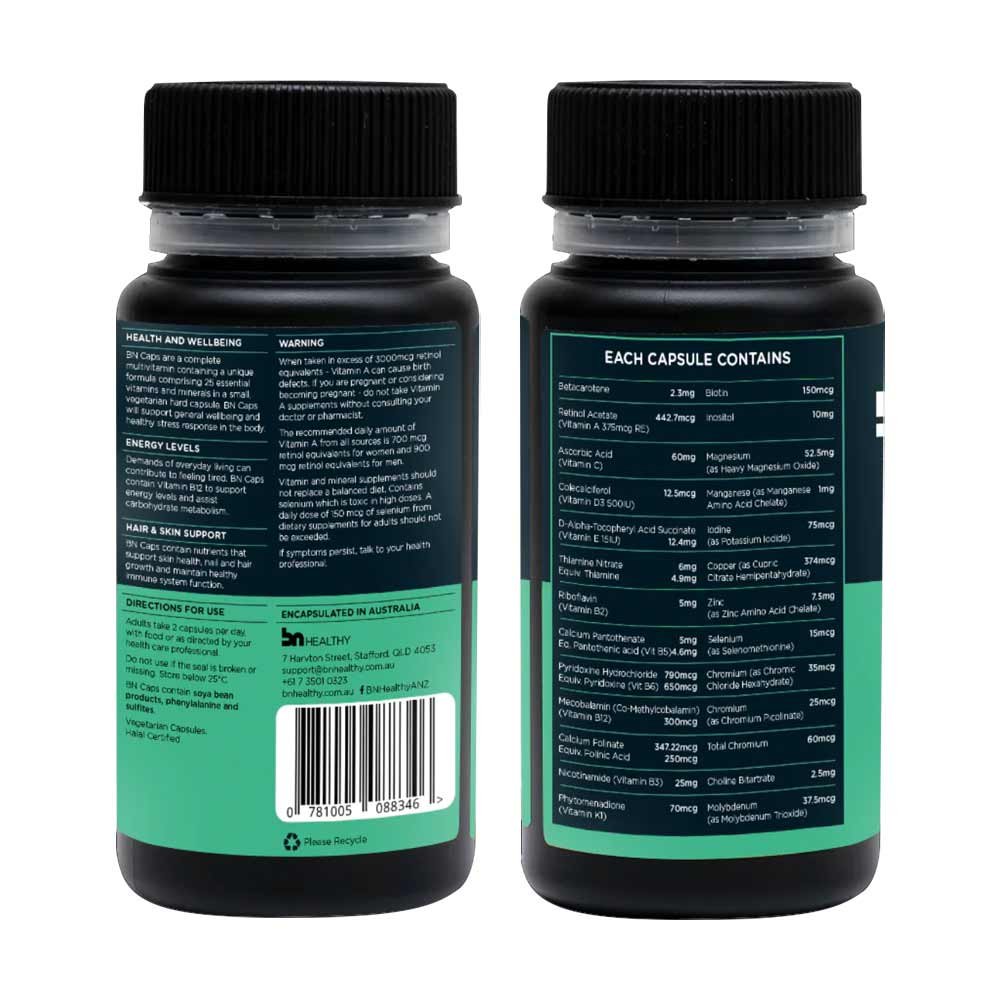 BN Caps (Iron Free) by BN Healthy – Multivitamin 60 Capsules - Image 2