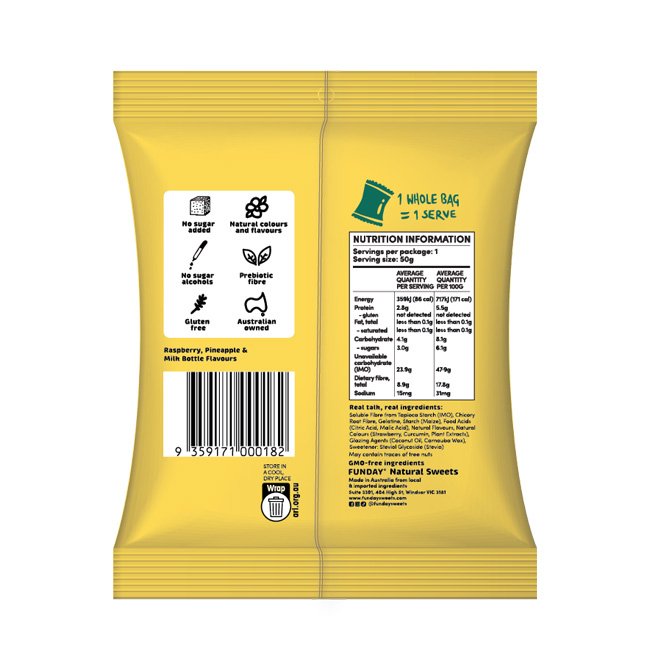 Gummy Natural Lollies (No added sugar) 50g by Funday – Pack Of 5 - Image 10